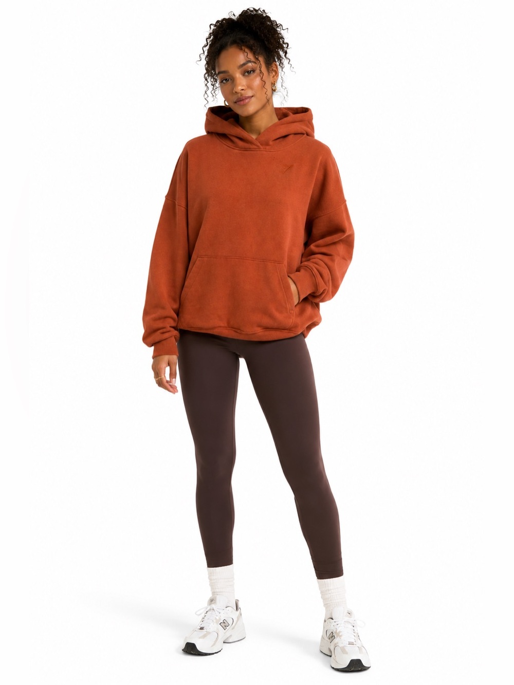 Gymshark Burnt Orange Oversized Hoodie Kangaroo Pocket Small